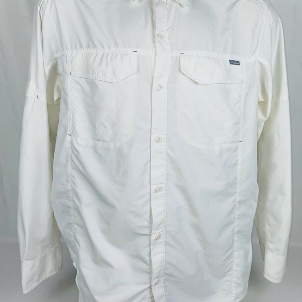 Columbia Mens White Long Sleeve Size XXL Omni Fish